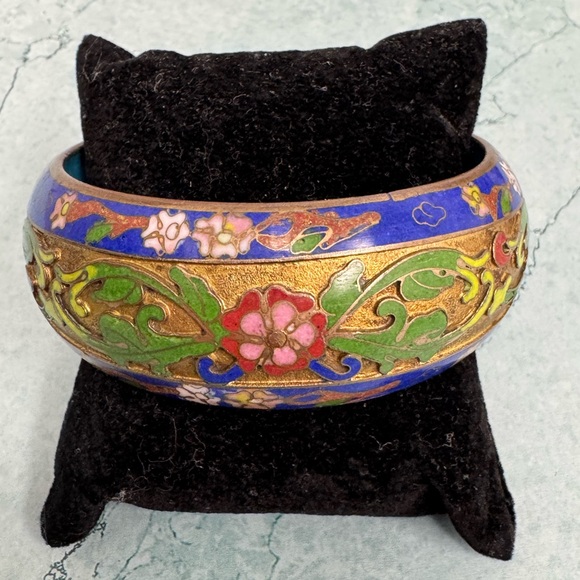 Cloisonne Floral Bangle Bracelet - Picture 2 of 6